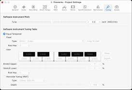 tuning project settings in logic pro