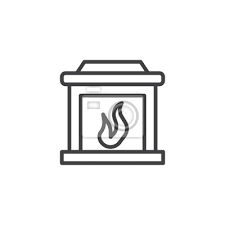 Fireplace Line Icon Outline Vector