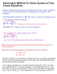 Elimination Method To Solve System Of