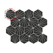 Sunwings Art Deco Black Hexagon 6 In X