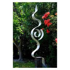 Abstract Silver Metal Garden Sculpture