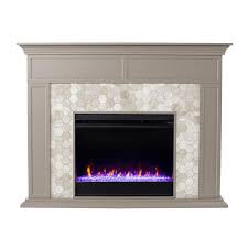 Torlington Color Changing Marble Tiled Fireplace Gray