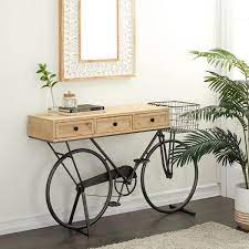 Bike Console Table With Brown Wood
