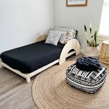 Wooden Kids Platform Bed With Side