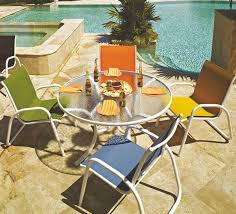 Patio Set Fabric Sling Glass Table 42