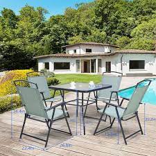 Outdoor Dining Set In Green Pb Dc001grn
