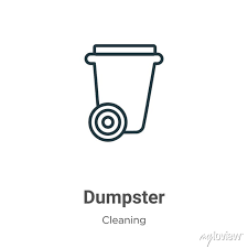 Dumpster Outline Vector Icon Thin Line