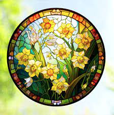 Daffodil Window Cling Faux Stained