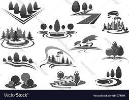 Green Landscape Design Icons Vector Image