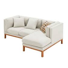 86 6 In W Flared Arm Polyester Mid Century Modern Straight Sofa With Silver Studs Decoration In Gray