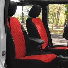 Fh Group Neoprene Custom Seat Covers For 2007 2018 Jeep Wrangler Jk 4dr Full Set Red