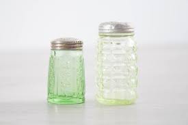 Vaseline Glass Salt And Pepper Shakers