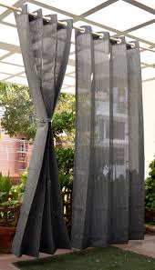 Pair Of Charcoal Outdoor Curtains With