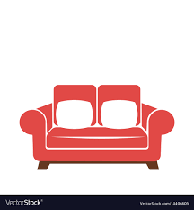 Sofa Icon In Red And White Colors