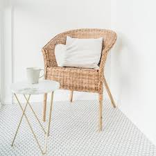 Rattan Chair With Pillow And Marble