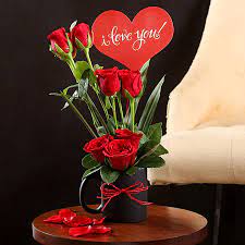 send i love you red roses mug