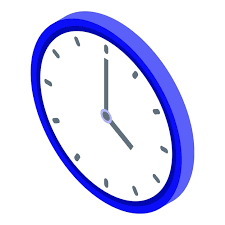 Blue Wall Clock Icon Isometric