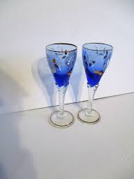 Hand Painted Glasses Cobalt Blue