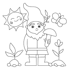 White Garden Gnome Funny Outline Dwarf