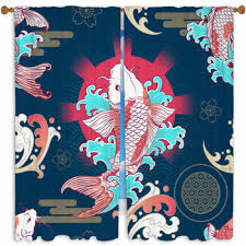 Koi Fish Curtains D Black Out