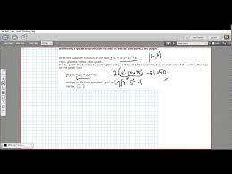 Rewriting A Quadratic Function To Find