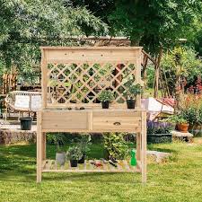Gymax Wood Raised Garden Bed With
