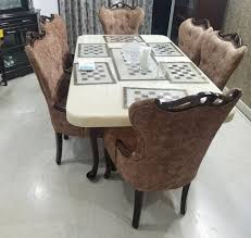 Marble Rectangular Dining Table Set 6