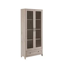 Display Storage Cabinet In White Oak