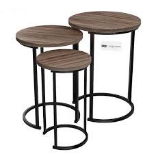 Black Wooden Round Nesting Side Tables