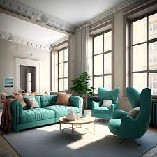 Beige Sofa Turquoise Armchairs Room