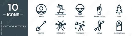 Outdoor Activities Outline Icon Set