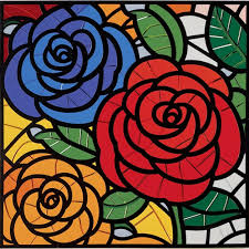 A Stained Glass Window With A Rose