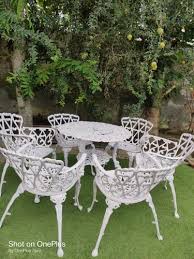 White Cast Aluminium Garden Chairs Set