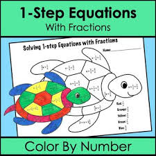 One Step Equations With Fractions Color