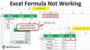 Excel Formula Not Working Reasons