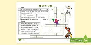 Sports Crossword For Sports Day