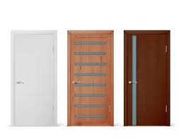 Realistic Wooden Doors Design Icon Set