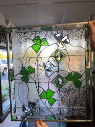 Irish Shamrock Stained Beveled Glass