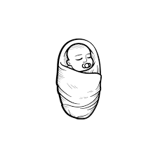 W Infant Hand Drawn Outline Doodle