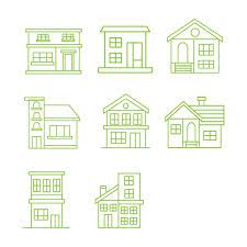 Green House Shape Icon Set Design