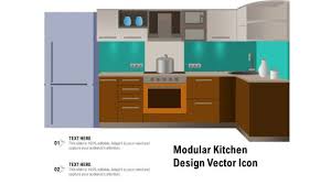 Modular Kitchen Design Vector Icon