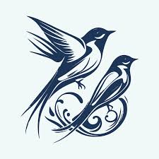 Flying Swallow Tattoo Style Vector