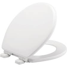 Mayfair Slow Close Round Enameled Wood Toilet Seat In White With Top Tite Sta Tite