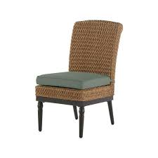 Home Decorators Collection Camden Light Brown Seagrass Wicker Outdoor Patio Armless Dining Chair With Sunbrella Cast Spa Cushions