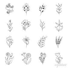 Minimalist Tattoo Flower Fl Herbal