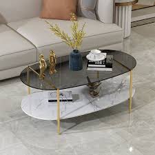 Black Modern Oval Coffee Table With