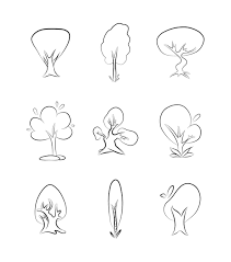 Tree Icon Set Vector Graphic Line Art