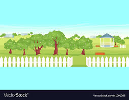 Orchard Flat Color Royalty Free Vector