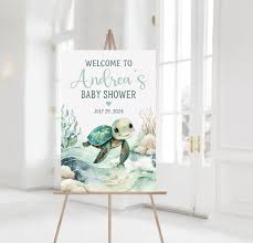 Sea Turtle Baby Shower Welcome Sign
