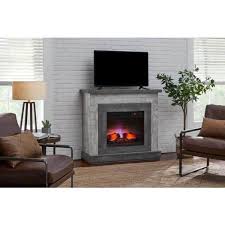 Stylewell Wildercliff 45 In W Electric Fireplace Wall Mantel In Driftwood